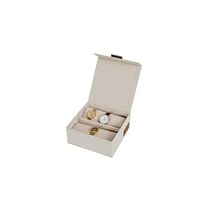 LOVE IT STORE IT - Premium - Coffret Montre Avec Couvercle - Boite A Montre En Lin - Avec 6 Emplacements - Renforcement Bois - 16,5x16,5x7 cm - Beige