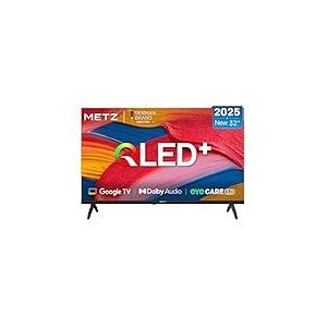 Metz QLED TV 32 Pouces (80 cm) Smart LED Television Google Tele HDR 10 Dolby Audio Bluetooth 5,1 EyeCare Tuner DVB-T/-T2/-C/-S/-S2 CI+ (2025 Mod&egrave;le, Noir 32MQF7000Z)
