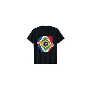Super Héros Brésilien Français Drapeau Brésil France T-Shirt
