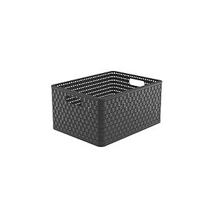 Rotho Country Boîte de rangement 28l en rotin, Plastique (PP) sans BPA, anthracite, A4+/28l (43.0 x 33.0 x 21.5 cm)