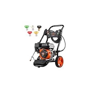 VEVOR Nettoyeur haute pression à essence, 3950 PSI, laveuse haute pression à gaz, 10 L/min, avec pompe en cuivre, pistolet pulvérisateur, rallonge et 5 buses pour voitures, clôtures, maisons, vertical