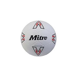 Mitre Super Dimple Ballon de Football | Parfait pour Le Futsal, Les terrains durs et Les Jeux en intérieur, Blanc/Noir/Rouge (Bib Red), 3, 58,5-61 cm