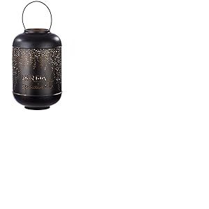 GILDE Lanterne XXL - Grand photophore avec Inscription Herein spaziert - Couleur Or à l'intérieur/Noir à l'extérieur - Ø 24 cm Hauteur 50 cm