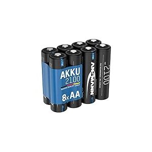 ANSMANN Piles Rechargeables NiMH AA 2100 mAh 1,2V (Lot de 8) – Piles HR6 pour Guirlande électrique, Radio-réveil, Clavier Bluetooth®, Lampe Solaire, etc. – Batteries Rechargeables de qualité Premium