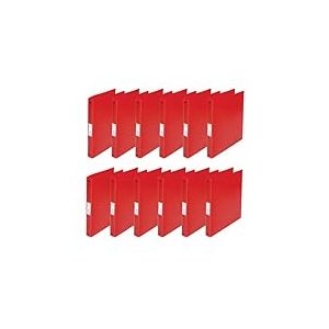 Q-Connect KF02907 Lot de 12 classeurs &agrave; anneaux A4 4 anneaux 25 mm Couleur : rouge transparent En film PP translucide solide Dos 31 mm Classeur &agrave; anneaux en plastique