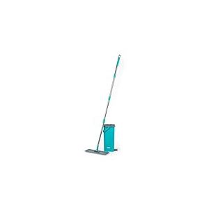Beldray AntiBac Mop à Tête Plate & Seau - 5 litres, Fonction d'Essorage Intégrée, Repose-Pied Intégré, Tête Pivotante à 180°, 2 Tampons de Rechange pour Le Balai, Design Compact, Tête Fine