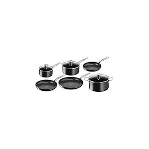 Tefal Lot de 6 pièces, Poêles, Casseroles, Faitout, Induction, Revêtement antiadhésif, Poignée robuste, Indicateur de chaleur Thermo-Signal, Intensium E589S617