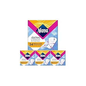 Nana Dailies Fraîcheur & Protection - Protège-slips ultra absorbant, standard, 34 pièces (Lot de 4)