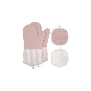 AiQInu Gant Four Silicone, Gant Cuisine Four Silicone 230&deg;C R&eacute;sistants, Gant Four Anti Chaleur Antid&eacute;Rapants pour Cuisine Cuire Et Griller