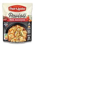 Paul & Louise Ravioli Boeuf, Mascarpone 300g - Sachet micro-ondable - Prêt en 1 minute 30 - Pâte aux œufs - Pur Boeuf - 100% origine France - Sans colorant - Sans arôme artificiel - Nutriscore B