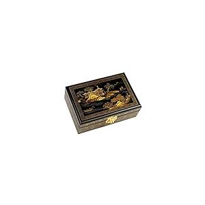 lachineuse - Boite à Bijoux Paysage Chinois Pékin Beijing - Noir & Or Doré - Coffret Rangement à Bijoux & Secrets en Bois Laqué - Déco Asiatique - Coffret Cadeau Femme - Idée Cadeau - 21x14x7 CM