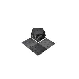 VEVOR Dalles de Terrasse Embo&icirc;tables, Lot de 10, Rev&ecirc;tement de Sol Plastique Imperm&eacute;able, 300 x 300 mm, 9290 c㎡, Utilisation par Tous les Temps, pour Porche, Piscine, Balcon, Arri&egrave;re-cour, Gris Fonc&eacute;