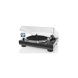 Dual DTJ Tourne-Disque DJ USB, système de tête magnétique, Aiguille Pitch (33/45 Tours/Min, éclairage, USB) Entraînement Direct avec Fonction DJ (Noir) Noir