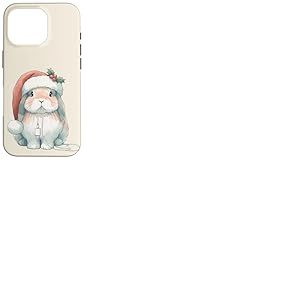 Coque pour iPhone 16 Pro Lapin Lapin Lop Cordon de chargement à mâcher pour Noël Aquarelle