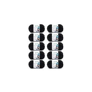 Gr&uuml;ndl Laine Funny uni - laine chenille douce pour le crochet &ndash; moelleuse et respectueuse de la peau - 100% polyester &ndash; 10 pelotes 100 g / 120 m &ndash; taille d&rsquo;aiguille 5-6 -Noir