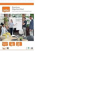 NOBO - Recharges de Papier pour Paperboard 60 x 85 cm, Double-face Papier Uni/Papier Quadrill&eacute;, 50 Feuilles, 90 g/m&sup2;, Lot de 2 Recharges de Papier &agrave; Plat