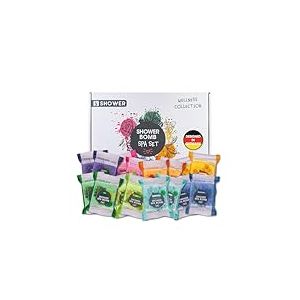 Accentra My Shower Spa Lot de 16 bombes de douche 8 parfums Coffret cadeau pour femme, homme, maman, papa, petite amie, partenaire, idée cadeau dans une boîte cadeau, cadeau d'anniversaire