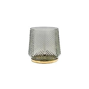 Ivyline Bougeoir en Relief d'orme en Gris Clair &ndash; Imperm&eacute;able et &eacute;l&eacute;gant &ndash; Support d&eacute;coratif en Verre textur&eacute; pour Bougie Chauffe-Plat &ndash; 15 x 15 x 15 cm