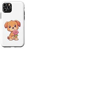 Chien avec Fleur pour Amoureux des Chiots, Femmes et Filles, Chien Mignon Coque pour iPhone 11 Pro