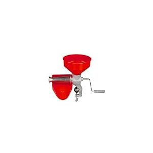 Wintem Presse-tomates manuel rouge 45 × 28,5 × 37 – Fabriqué en fonte et acier inoxydable est résistant et durable – Hélice d'axe tomate en résine acétale résiste plus de 220 °C – Fixation à pince 35