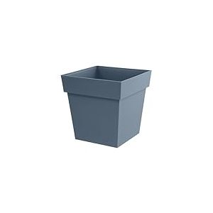 EDA - Pot de Fleur Carr&eacute; Toscane 50 cm - Volume 87 L - 49,5 x 49,5 x H.52,5 cm - Bleu Jean