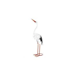GILDE Figurine Cigogne en métal - Blanc - Hauteur 58 cm - Motif Oiseaux - Décoration de Jardin - Sculpture d'extérieur