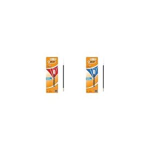 BIC 4 Couleurs - Recharges pour Stylo-Bille - Pointe Moyenne (1,0 mm) – Encre Rouge, Blister de 2 & 4 Couleurs - Recharges pour Stylo-Bille - Pointe Moyenne (1,0 mm) – Encre Bleue, Blister de 2