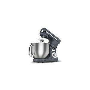 Karaca Blendburst Robot Cuisine Multifonctions 1400W, 6 Vitesses, Robot Pâtissier Bol en Acier Inoxydable 5,7L, Pétrin en Fonte, Fouet, Crochet, Couvercle Anti-Éclaboussures, Gris