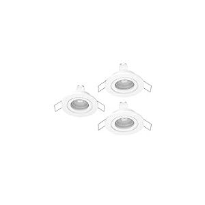 Eglo jeu de 3 spots LED encastrés Barranco, lampes de plafond à encastrer pour salle de bains, luminaires encastrables ronds, plastique blanc, blanc neutre, ampoule GU10 incluse, IP44