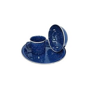 C.A.O. - Set repas 3 pièces TASSE-BOL-ASSIETTE VINTAGE en Tôle émaillée - Couleur Bleu