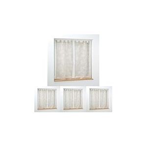 Douceur d'Intérieur, Paire Droite à Passants (2 x 60 x 120 cm) Karla Taupe, Voile Tissé Appliqué (Lot de 4)