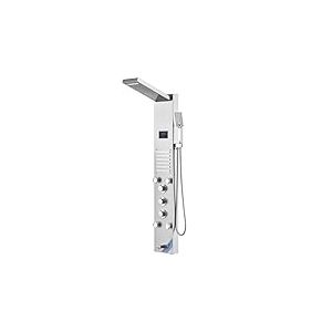 VEVOR Système de Panneau de Douche avec 6 Modes, Tour de Panneau de Douche Hydroélectrique Écran LED, Pluie, Cascade, 5 Jets de Massage, Bec de Baignoire, Pomme de Douche à Main, Ensemble de Douche