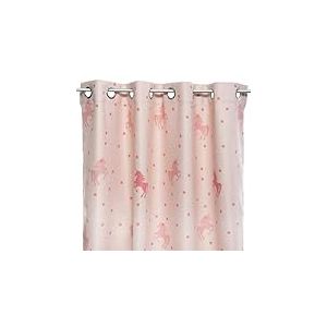 WELL HOME - Rideau occultant enfant "Licorne" rose 140x250cm