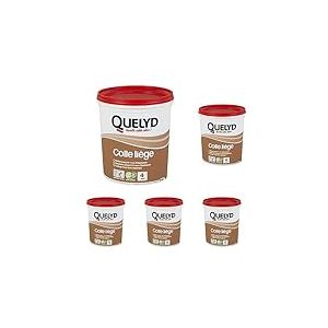 Quelyd Colle Liège Murale Pâte - Dalles et Rouleaux - Intérieur - Pièces Non-Humides - Application Murale Directe - 1 Pot 1 kg (Lot de 5)