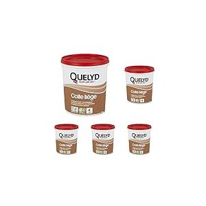 Quelyd Colle Liège Murale Pâte - Dalles et Rouleaux - Intérieur - Pièces Non-Humides - Application Murale Directe - 1 Pot 1 kg (Lot de 5)