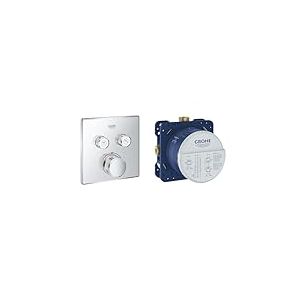 Grohe 29124000 Grohtherm Smartcontrol Thermostatique pour Installation Encastrée 2 Sorties, Chrome & 35600000 Rapido Smartbox Corps Encastré Universel 1/2, Bleu