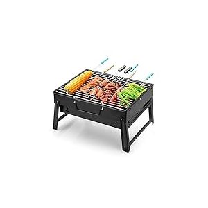 Uten Barbecue Portable Petit Barbecue &agrave; Charbon de Table Domestique Pliable avec 2 Barbecue Grille Clip Inox Acier Barbecue Ext&eacute;rieur/Camping/Piquenique