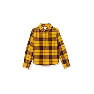 Amazon Essentials Chemise Boutonnée en Flanelle Garçon, Jaune Écossais, 11-12 Ans