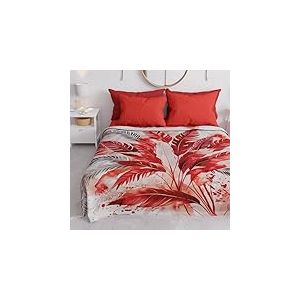 PETTI Artigiani Italiani - Housse de canapé en Microfibre, 260 x 270 cm, Motif Palmier Rouge | Multi-usages pour canapés, Couvre-Lits et nappes | Housse de Protection Lavable