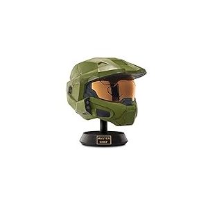 Halo Master Chief Casque de luxe avec support – Lumières LED de chaque côté – Peinture endommagée par la bataille – Taille unique – Construisez votre univers