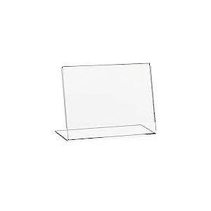 VITAdisplays Présentoir publicitaire DIN A6 Présentoir, support publicitaire (format horizontal), Présentoir de table en L Transparent en PLEXIGLAS original
