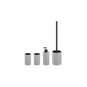 kela 390233 Set WC, 4 pièces, 1 Distributeur de Savon + 2 Gobelets + 1 Garniture WC, en Céramique et Plastique, Gris, Matsi