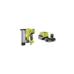 Ryobi - Agrafeuse de finition 18G à air comprimé 18V - agrafes dos 5,5 à 6,1 mm, longueur 10 mm à 38 mm - Livrée avec 500 pointes - 1 batterie 2Ah et 1 chargeur rapide