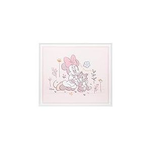 VALENTI & CO. - Disney Minnie - Tableau en bois imprimé 45 x 39 cm avec détails argentés - Décoration murale, idée cadeau nouveau-né ou cadeau baptême pour chambre d'enfant