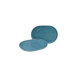 CreaTable, 21625, Série Orient Mandala Aquamarine, ensemble de vaisselle 2 pièces, ensemble d'assiettes en porcelaine