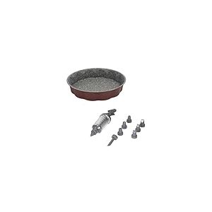 Avilia Set complet pour pâtisserie : poêle de 24 cm avec revêtement antiadhésif, seringue à pâtissier et buse en silicone pour décorer des bonbons, idéal pour gâteaux, biscuits et créations ménagères