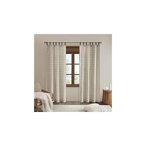 Madison Park Anaheim Rideau &agrave; Carreaux pour fen&ecirc;tre de Chalet avec Doublure en Polaire &agrave; Isolation Thermique pour Chambre, 1 Rideau Simple, 127 x 213,4 cm, Passants en Similicuir, Naturel