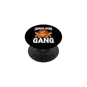 Leopard Gecko Gang Cool Lizard Reptile avec lunettes de soleil PopSockets PopGrip Adhésif