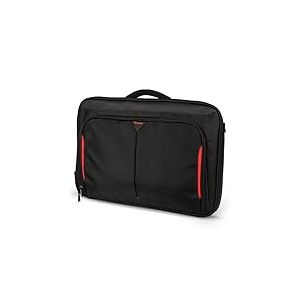 Targus Classic+ Clamshell Sacoche pour Ordinateur Portable jusqu'à 18'', Sac à Bandoulière Homme Femme, Mallette Ordinateur Portable Pratique – Noir/Rouge, CN418EU