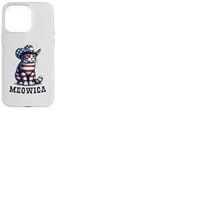 Meowica Cat 4 juillet drapeau américain chat feu d'artifice patriotique Coque pour iPhone 15 Pro Max